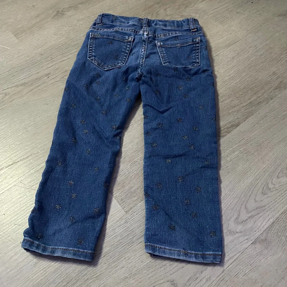 Okie Dokie Star Print Jeans Toddler 3T Blue Glitter Denim Pants